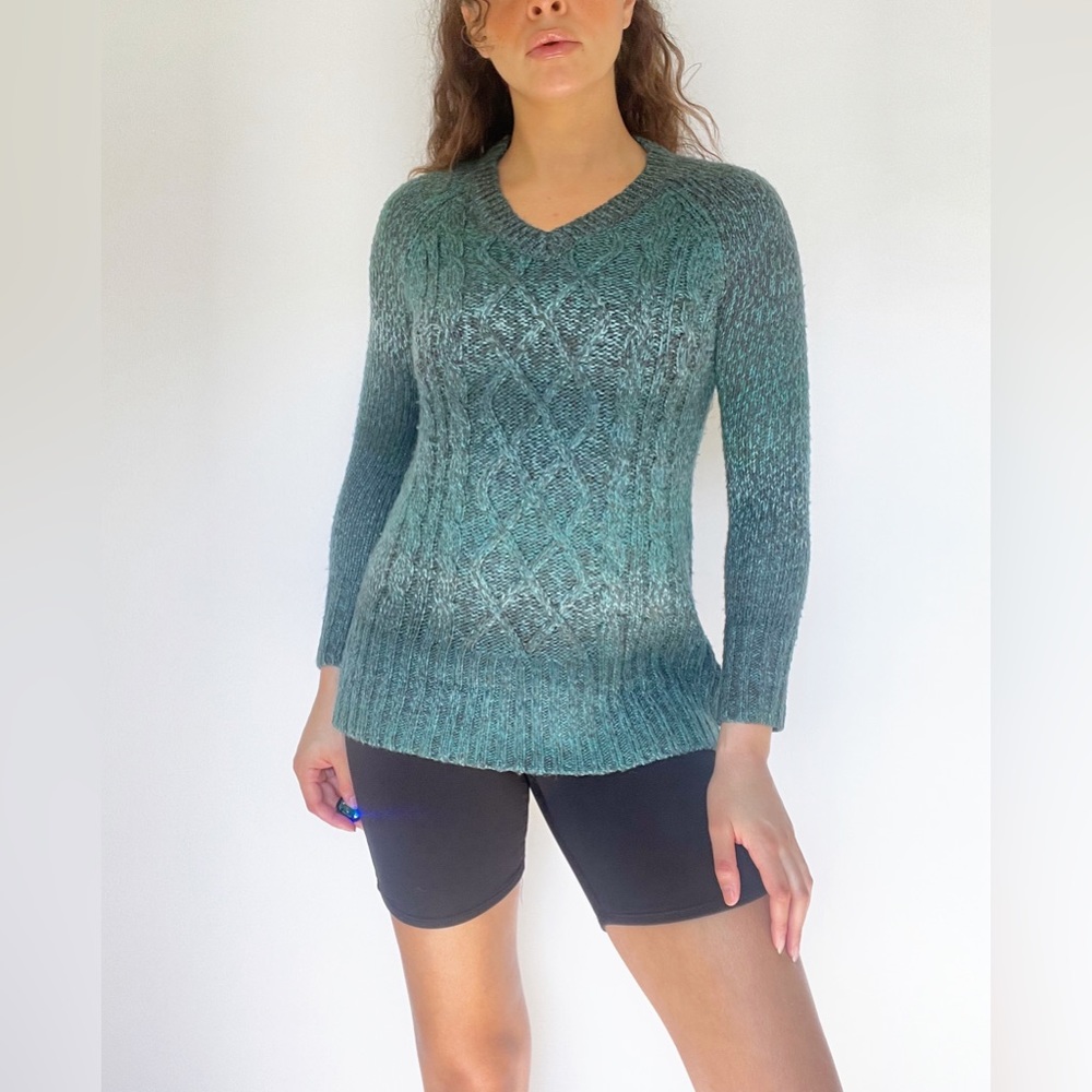 Prana Teal Cable Sweater